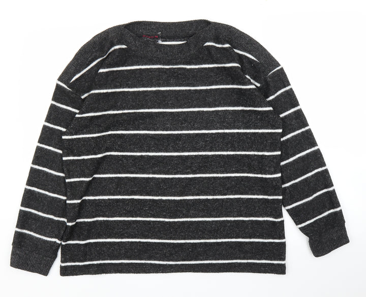 Preworn Womens Grey Striped  Pullover Jumper Size L