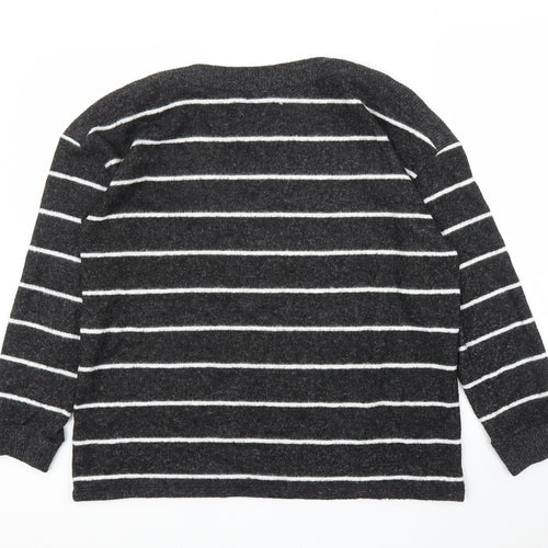Preworn Womens Grey Striped  Pullover Jumper Size L