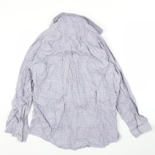 Stovel & Mason Mens Blue Check   Button-Up Size 17.5