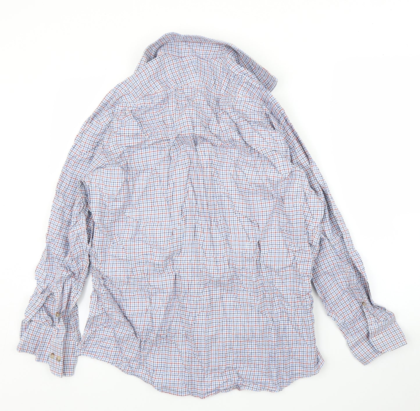Stovel & Mason Mens Blue Check   Button-Up Size 17.5