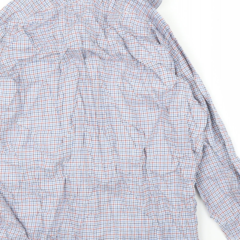 Stovel & Mason Mens Blue Check   Button-Up Size 17.5