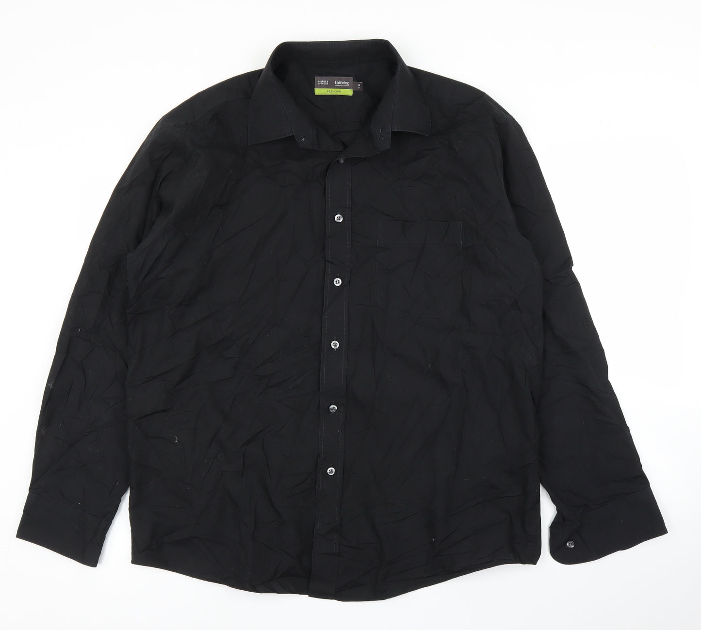 M&S Mens Black    Button-Up Size 17