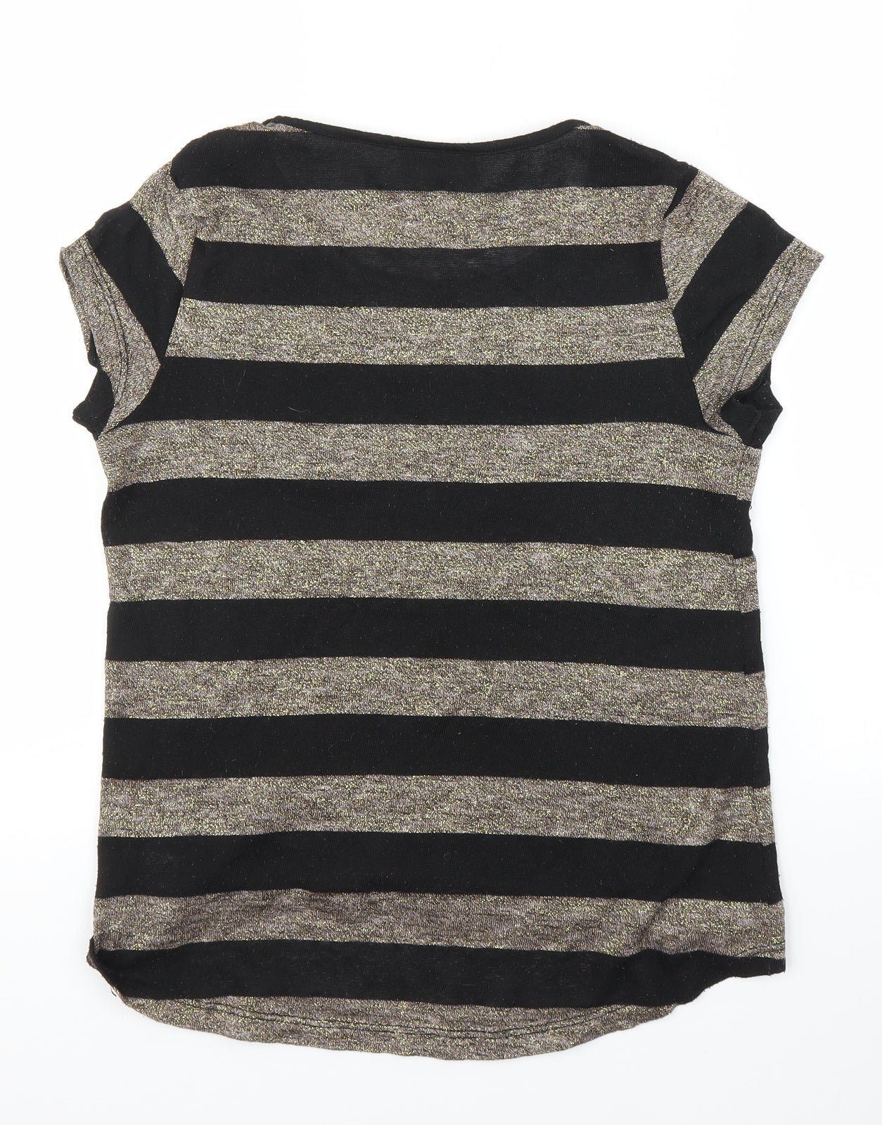 NEXT Womens Black Striped  Basic T-Shirt Size 12