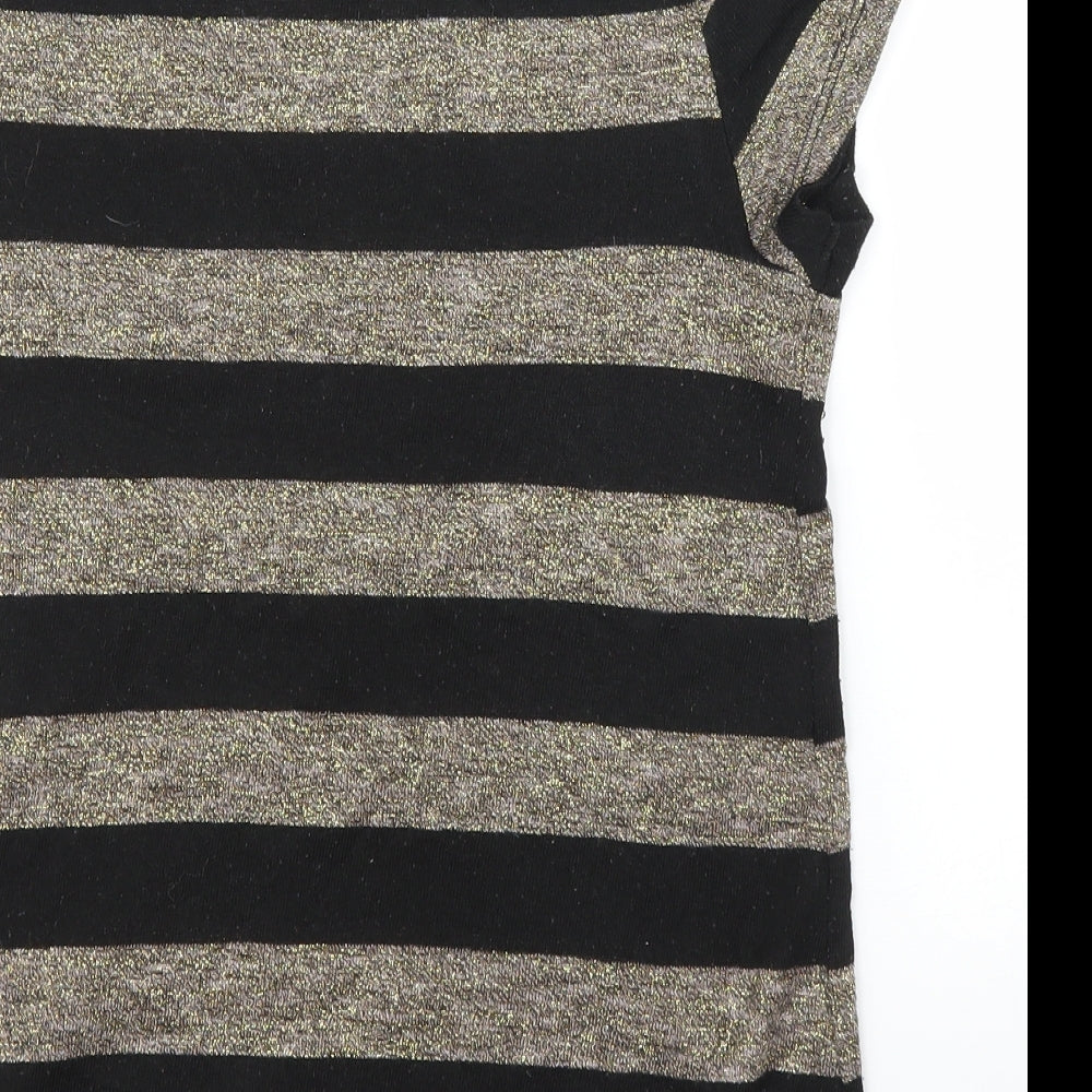 NEXT Womens Black Striped  Basic T-Shirt Size 12