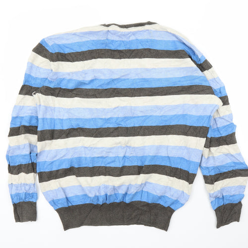Debenhams Mens Blue Striped  Pullover Jumper Size XL