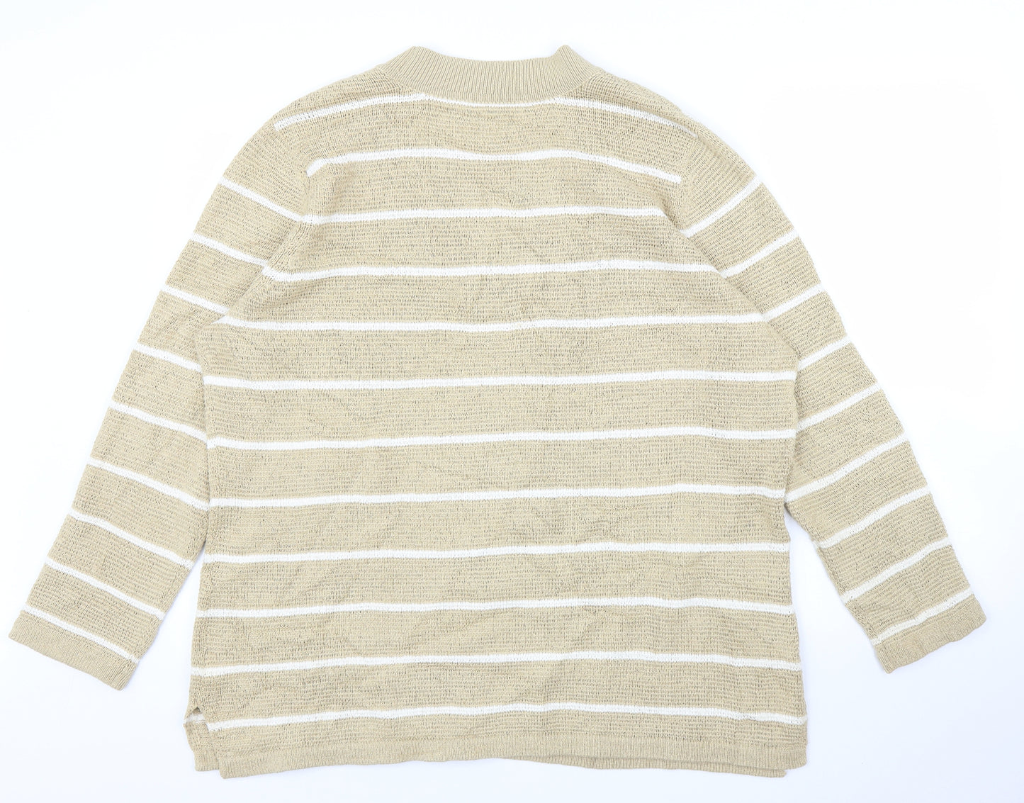 Elisabeth Womens Beige Striped  Pullover Jumper Size L