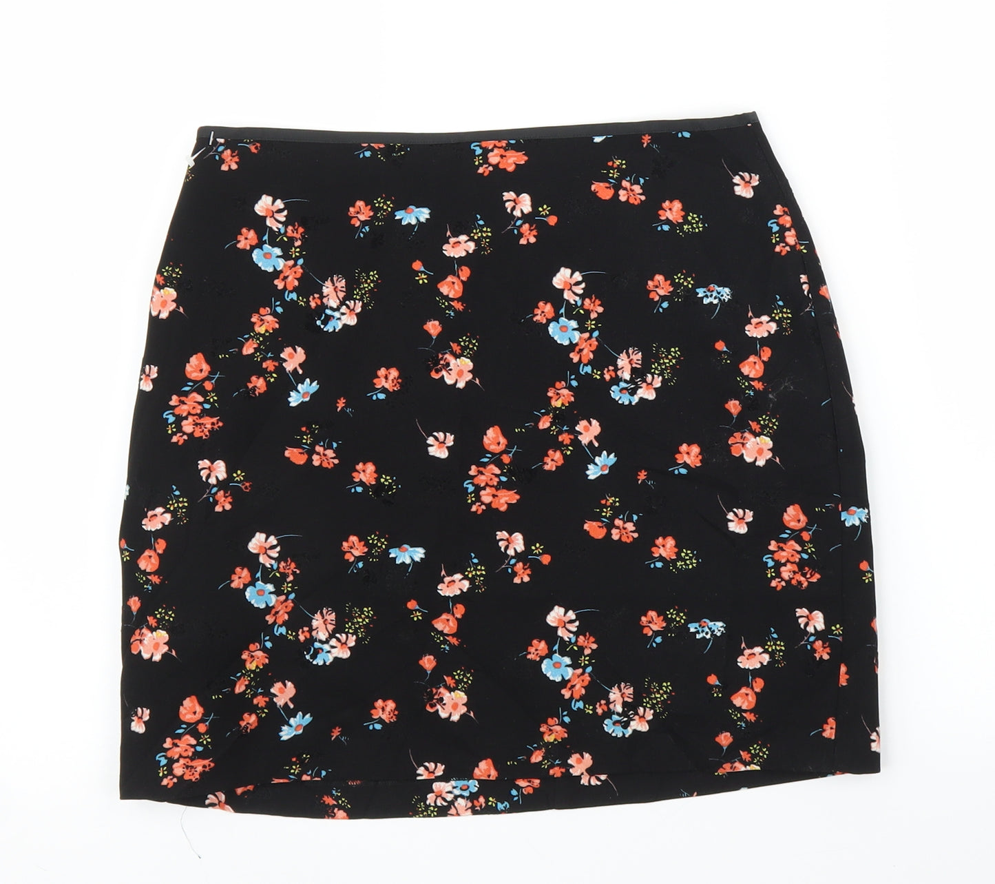 Oasis Womens Black Floral  A-Line Skirt Size 8