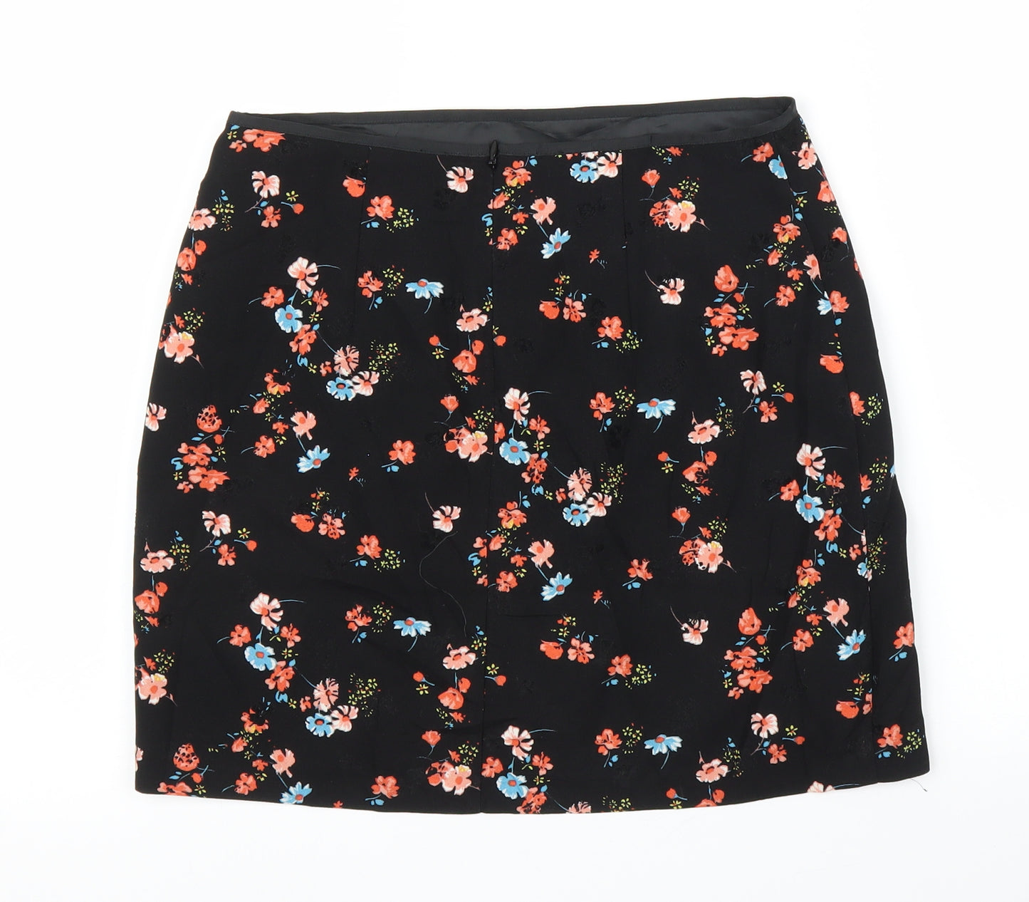 Oasis Womens Black Floral  A-Line Skirt Size 8