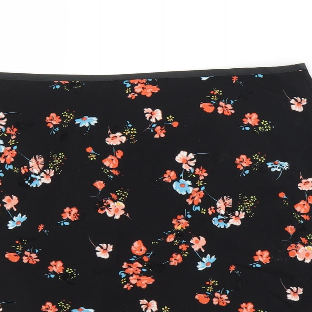 Oasis Womens Black Floral  A-Line Skirt Size 8