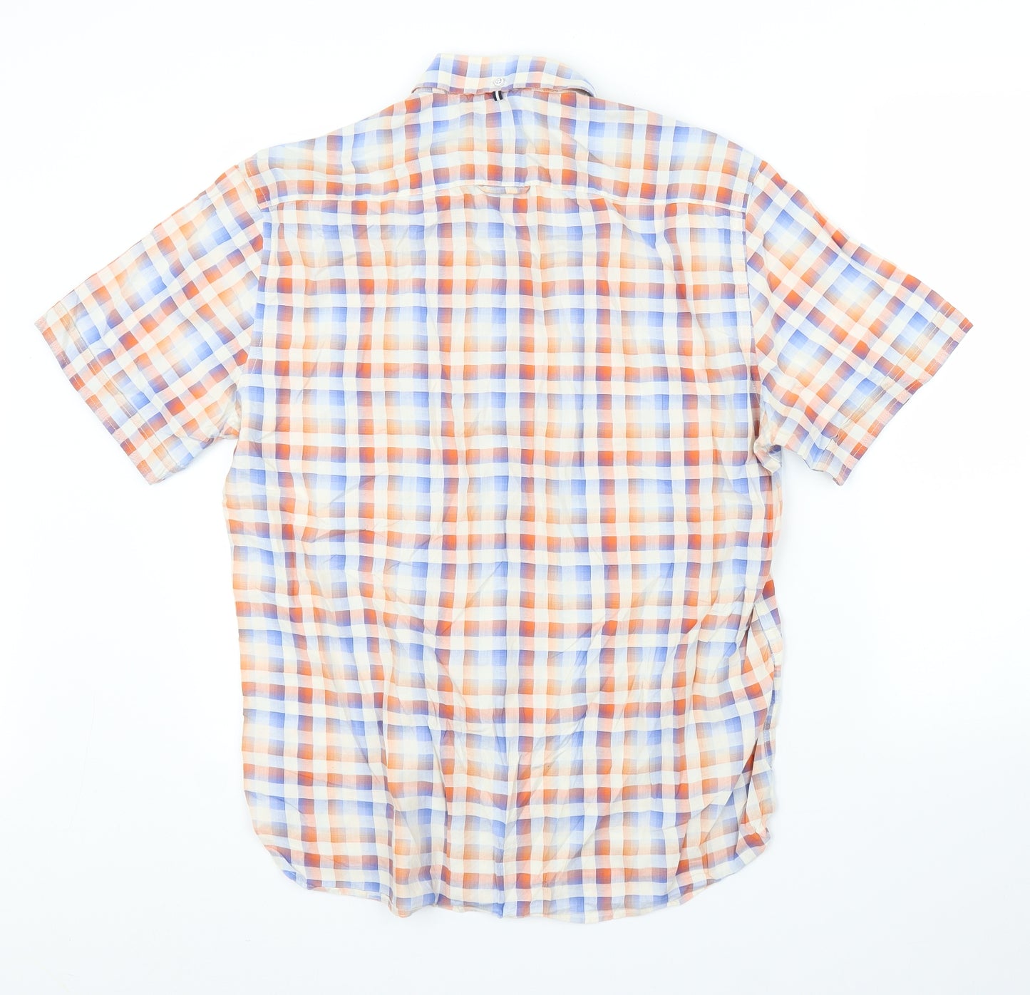 Blue Harbour Mens Orange Check   Button-Up Size L