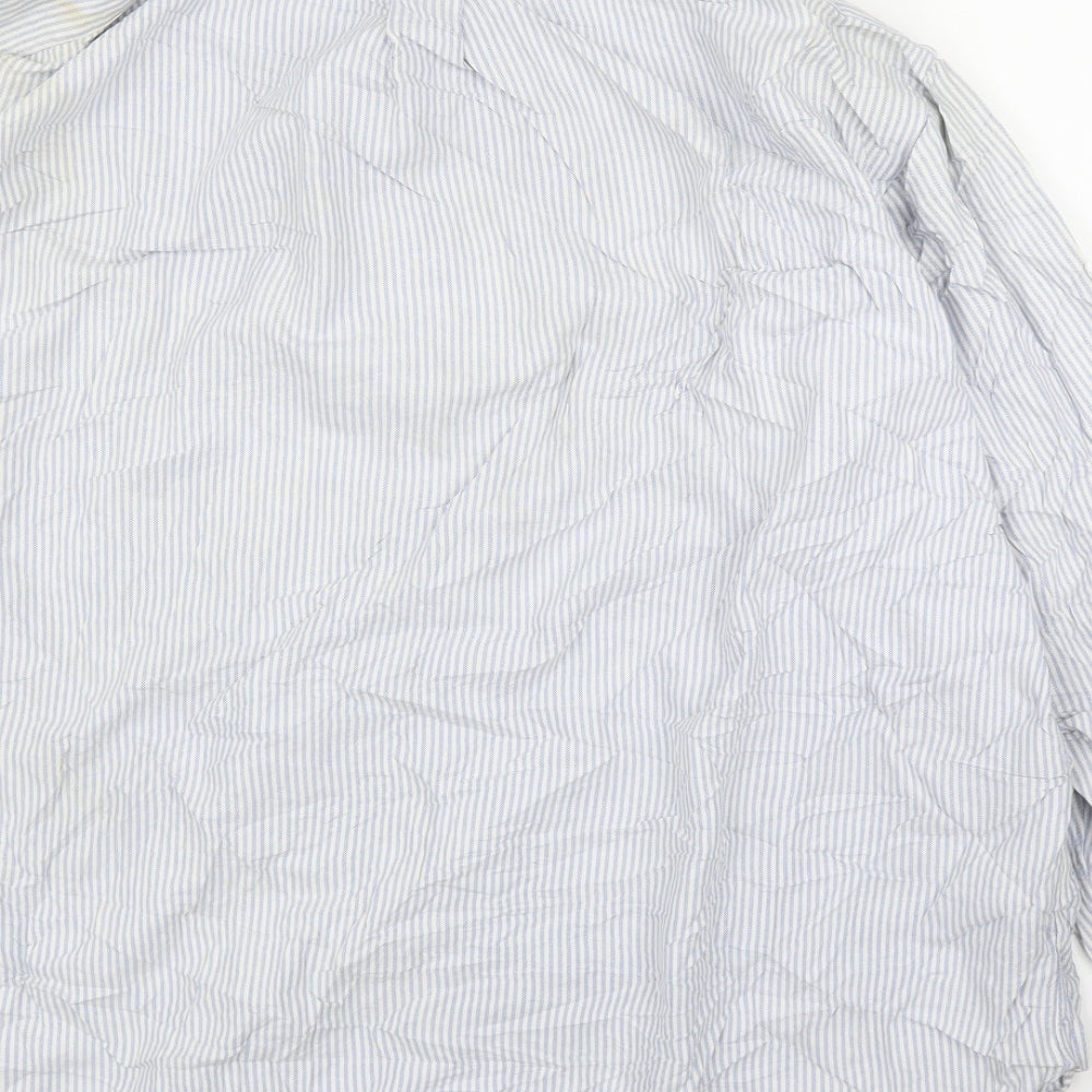 Ralph Lauren Mens Blue Striped   Button-Up Size 17.5