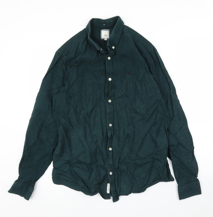 River Island Mens Green    Button-Up Size L