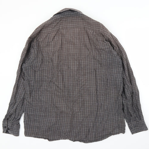 M&S Mens Brown Check   Button-Up Size 16