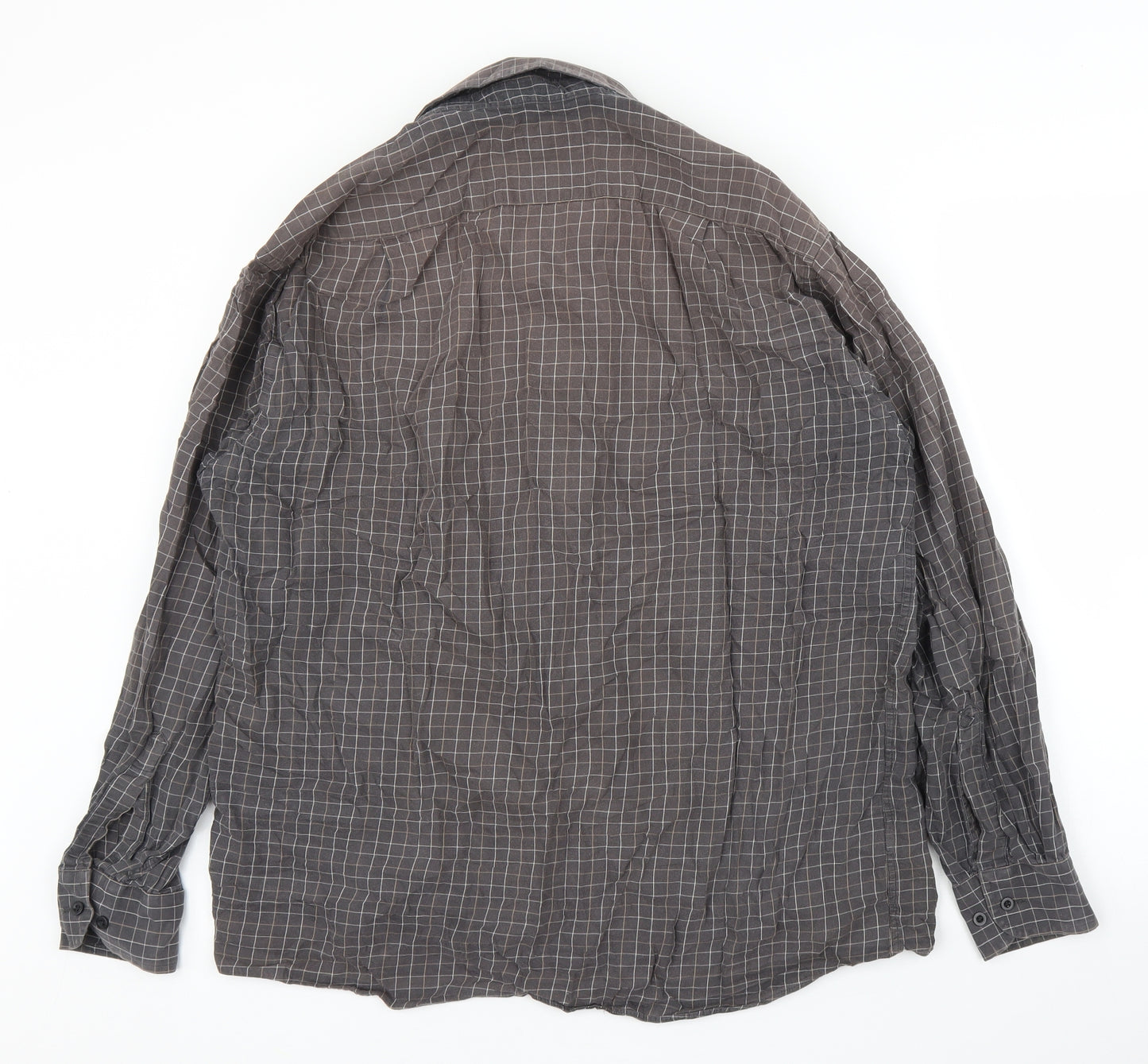 M&S Mens Brown Check   Button-Up Size 16
