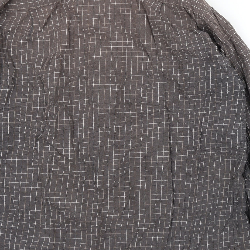 M&S Mens Brown Check   Button-Up Size 16