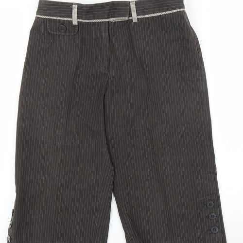 M&S Womens Brown Striped  Capri Trousers Size 12