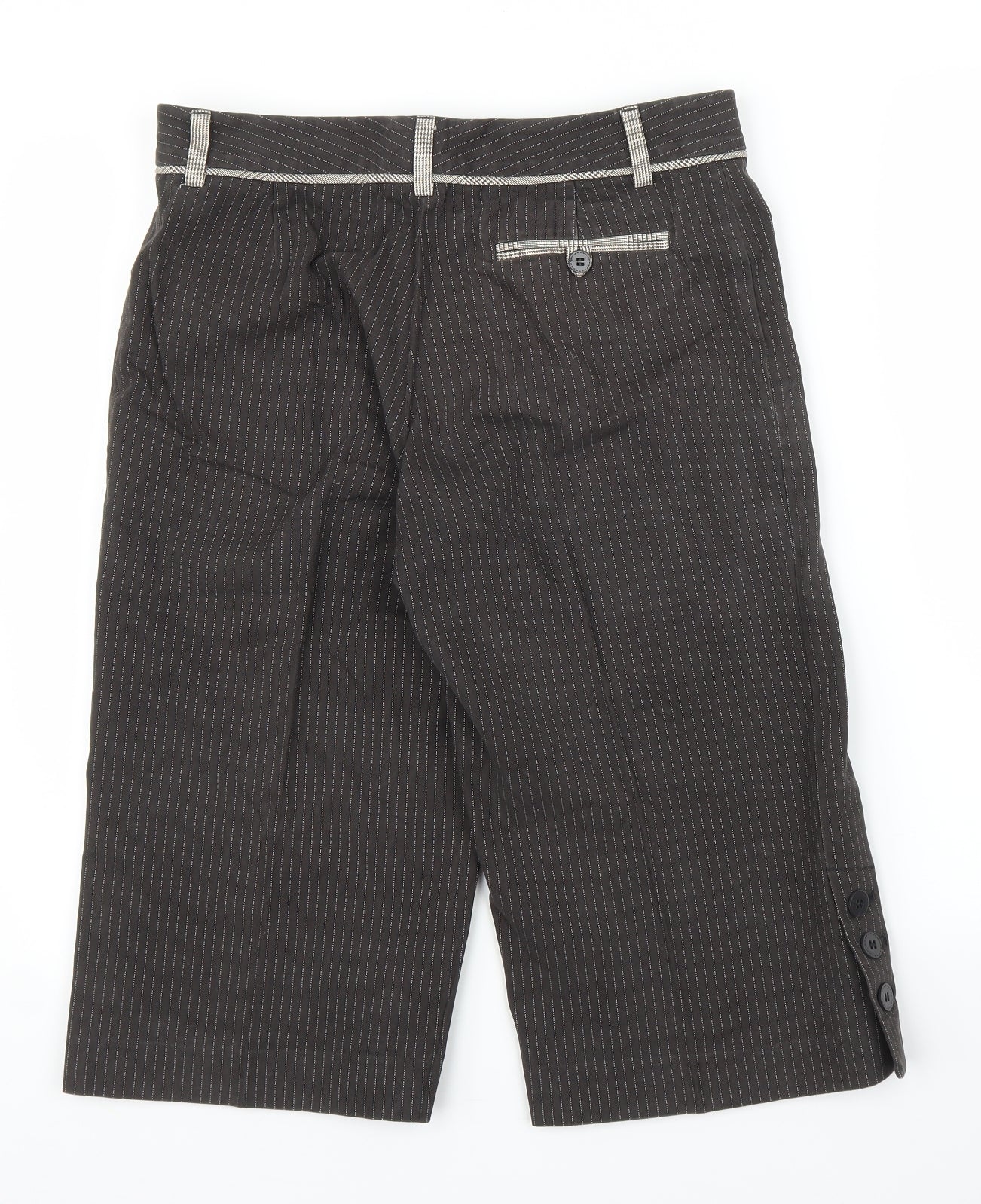 M&S Womens Brown Striped  Capri Trousers Size 12