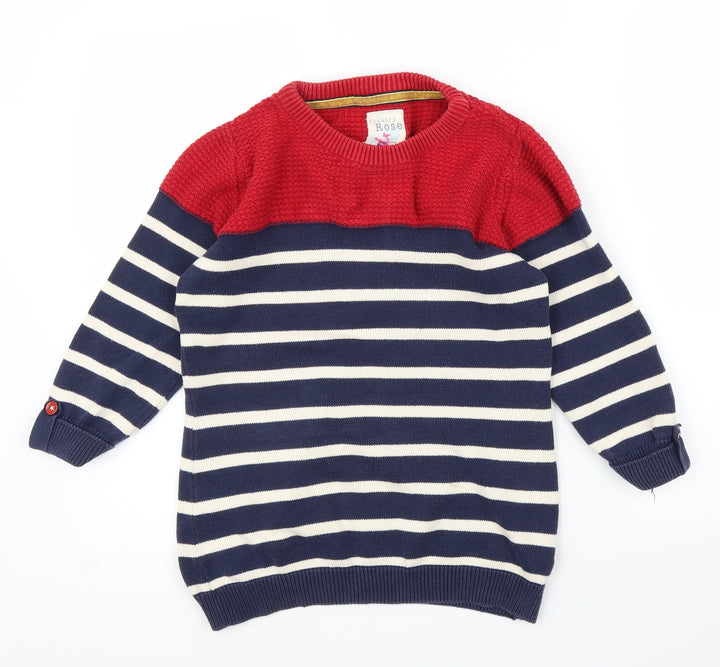 EWM Womens Blue Striped Pullover Jumper Size S