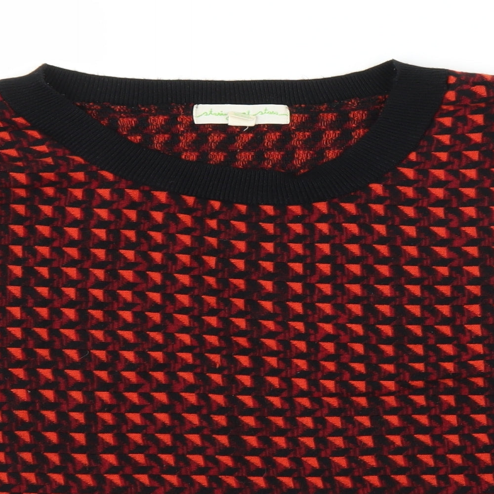 Staring at Stars Womens Black Argyle/Diamond  Pullover Jumper Size L