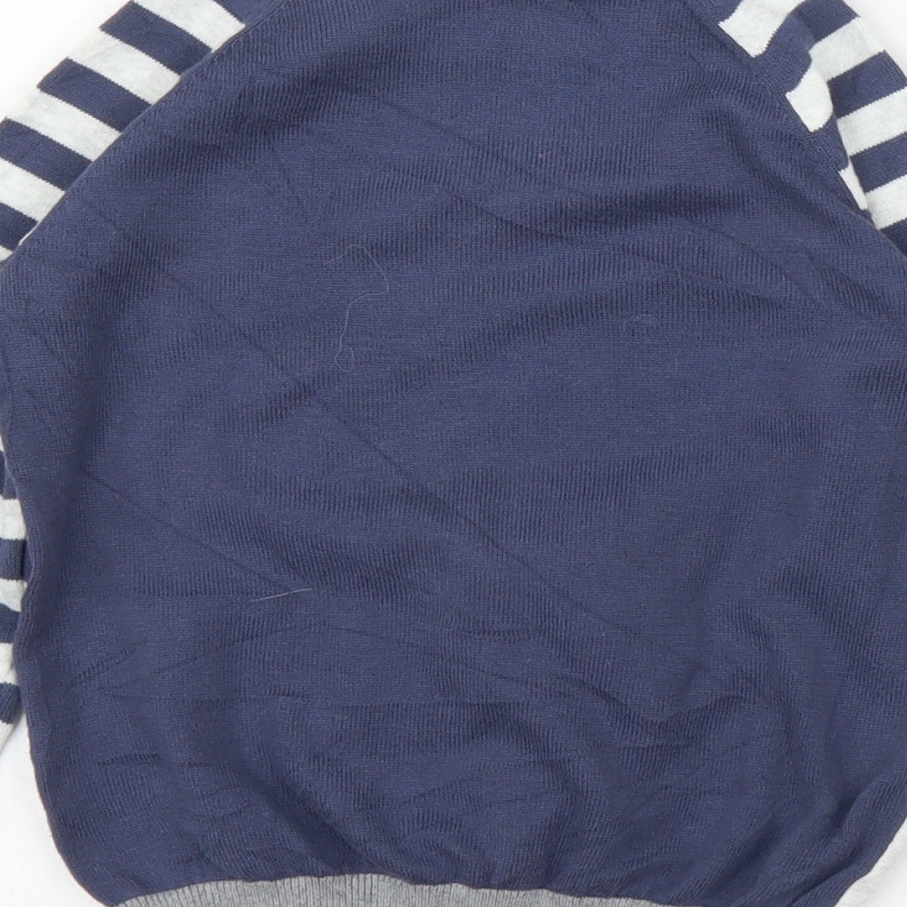 Little White Company Boys Grey Striped  Pullover Jumper Size 5-6 Years