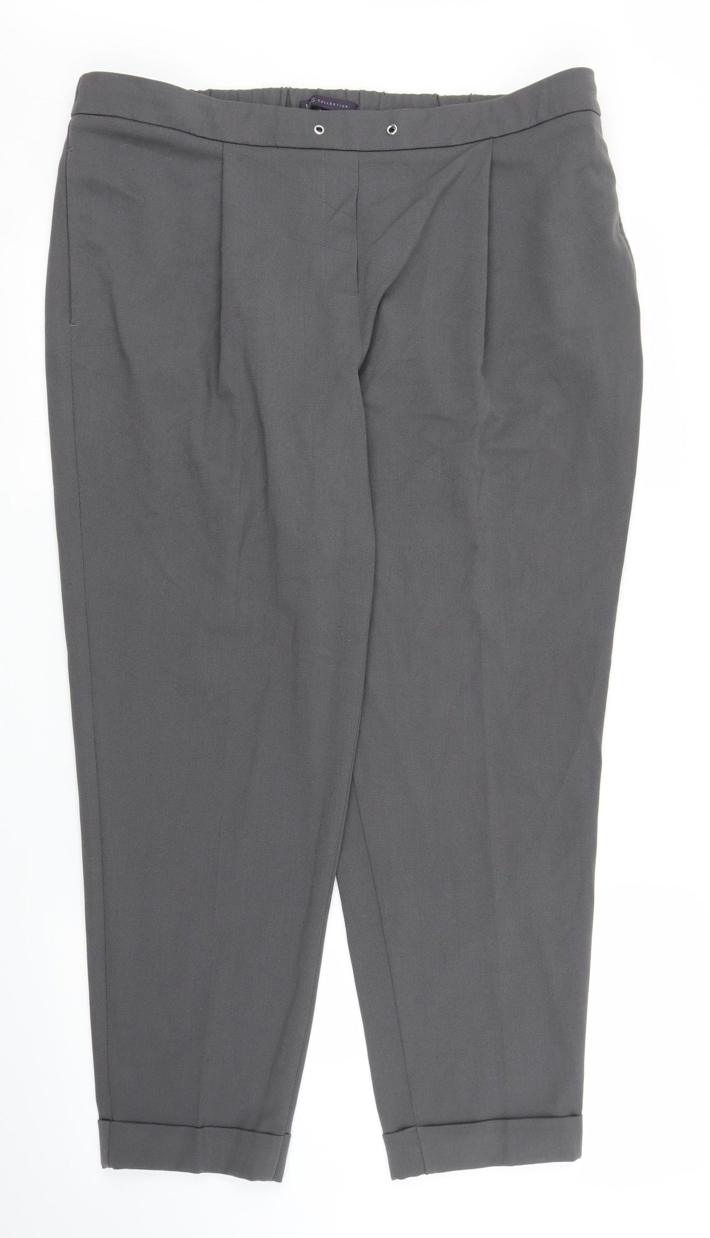 M&S Womens Grey   Capri Trousers Size 18 L24 in