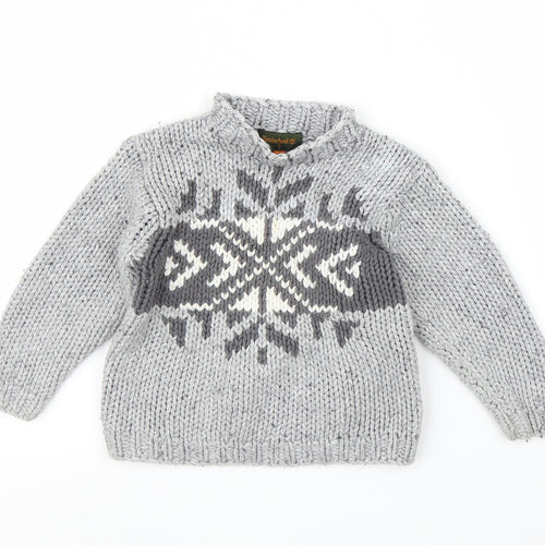 Timberland Girls Grey Fair Isle  Pullover Jumper Size 3 Years