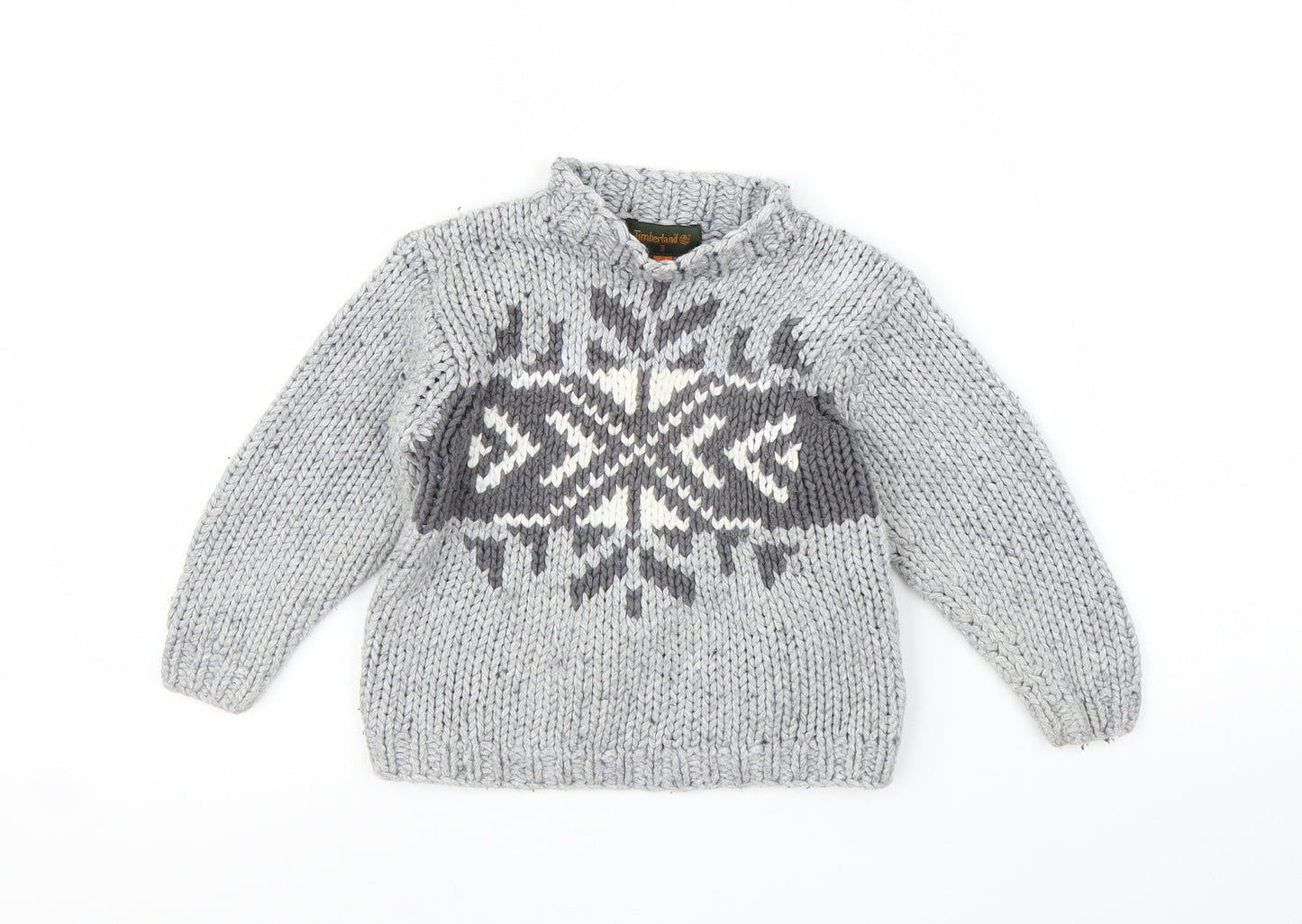 Timberland Girls Grey Fair Isle  Pullover Jumper Size 3 Years