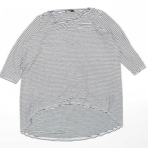 George Womens White Striped  Basic Blouse Size 14
