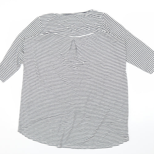 George Womens White Striped  Basic Blouse Size 14