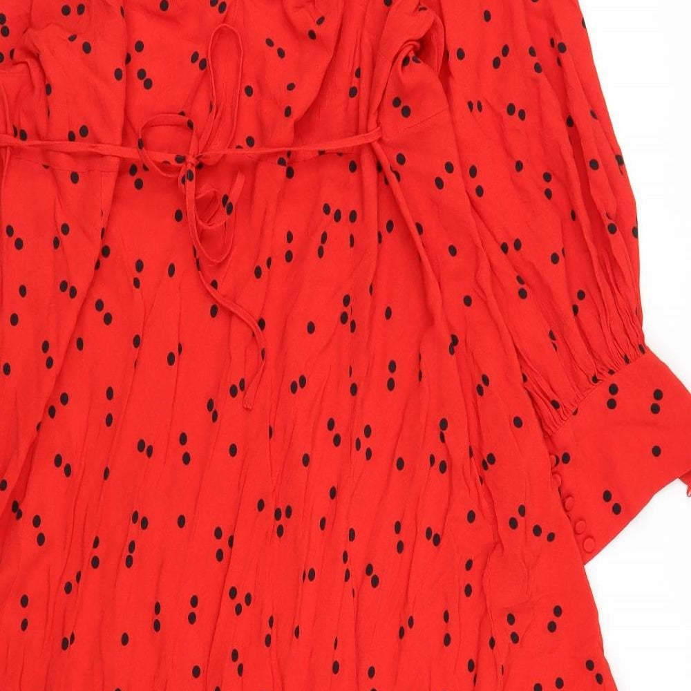 M&S Womens Red Polka Dot  Fit & Flare  Size 24