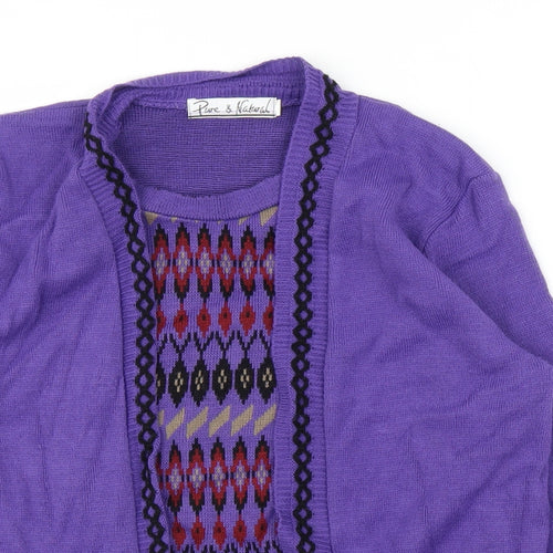 Pure and Natural Womens Purple Argyle/Diamond  Pullover Jumper Size S