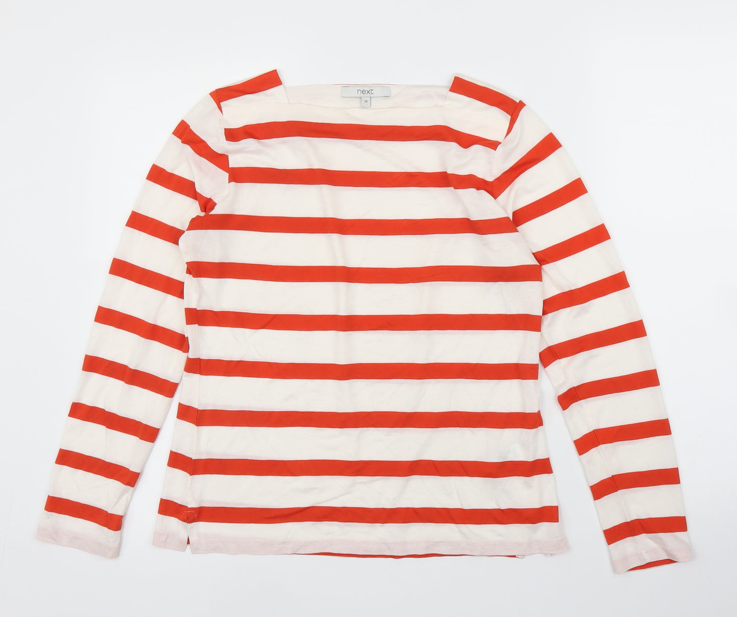 NEXT Womens White Striped  Basic T-Shirt Size 12