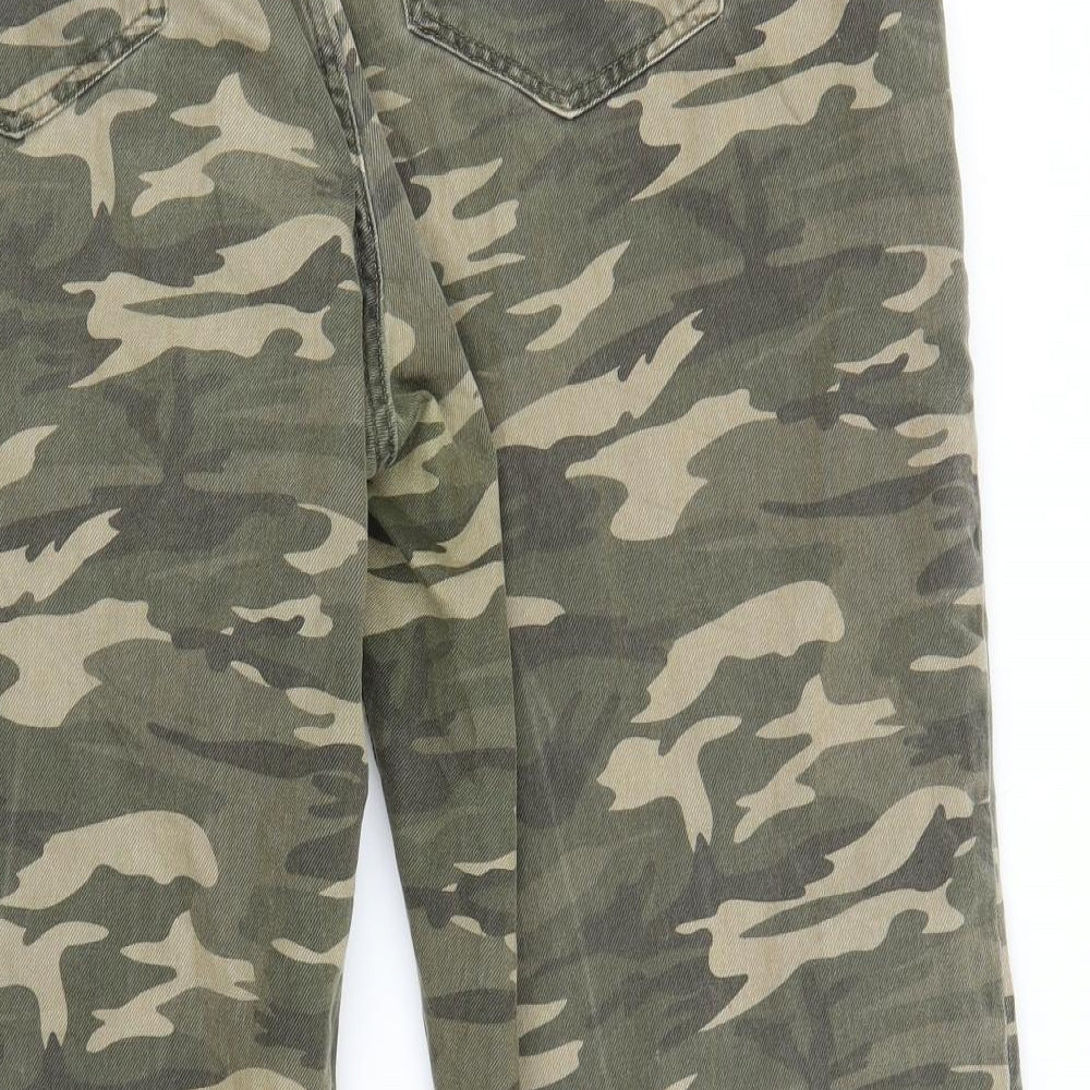 Primark Womens Green Camouflage Denim Cropped Jeans Size 18 L21 in