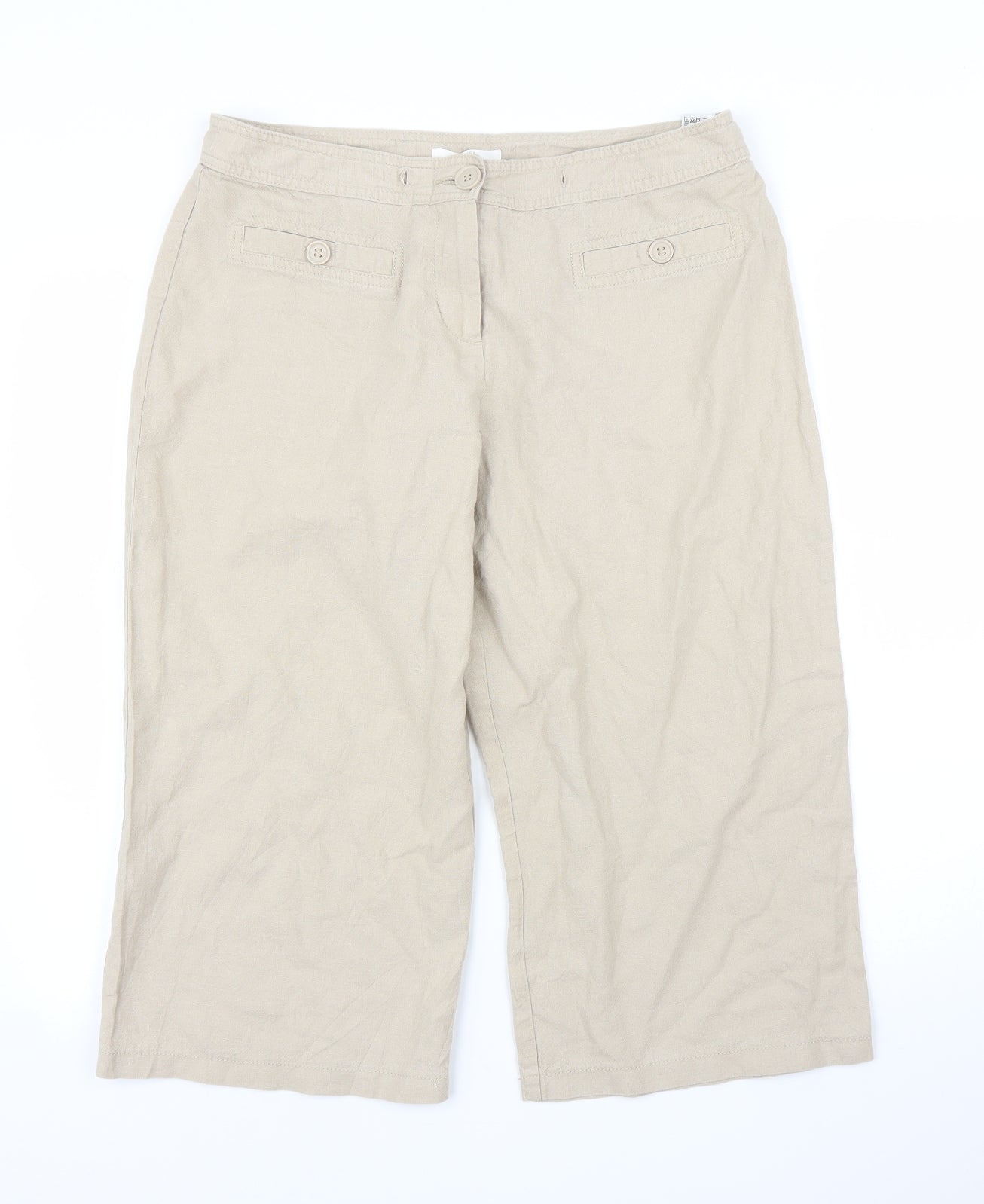 M&S Womens Beige   Capri Trousers Size 14