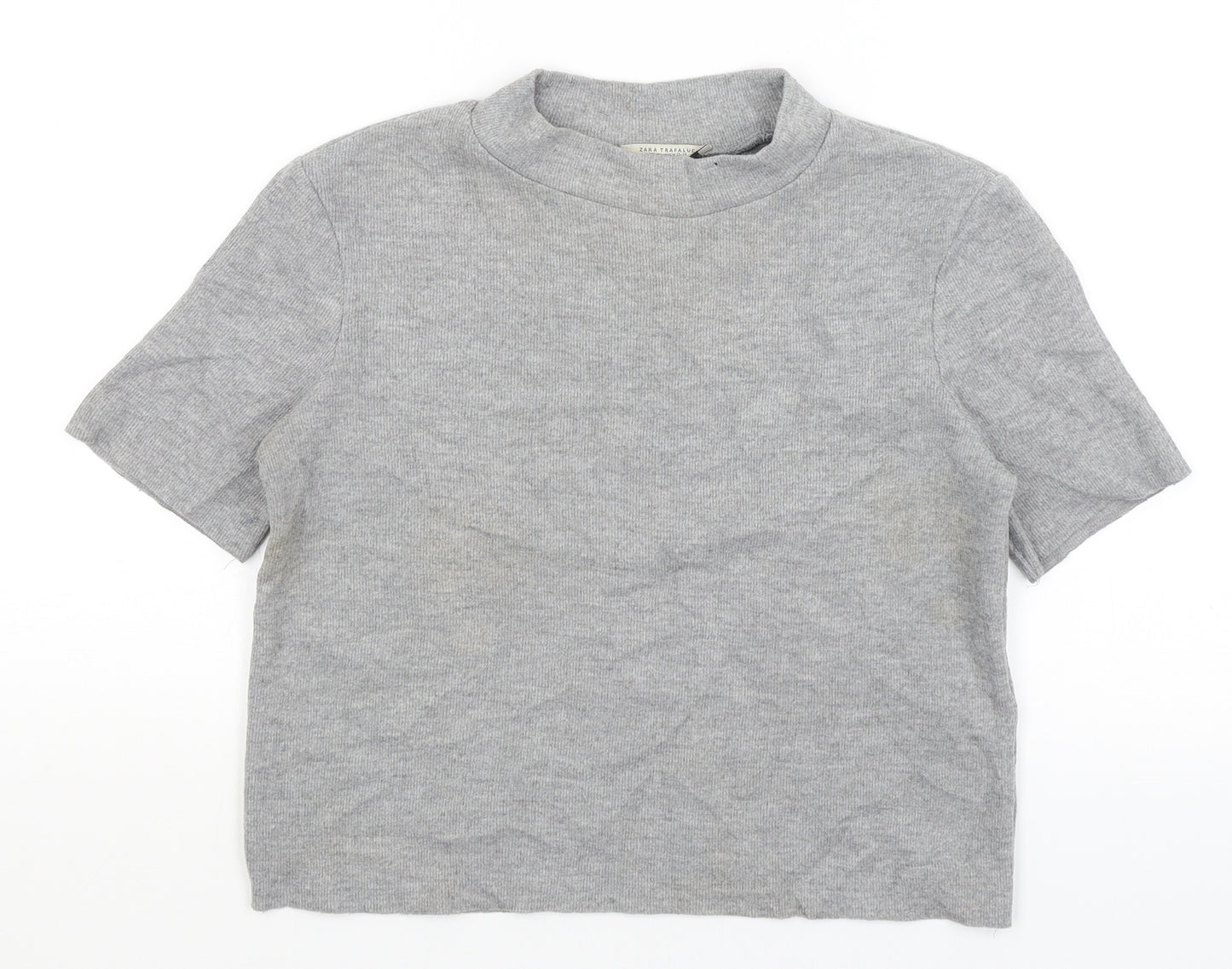 Zara Womens Grey   Cropped T-Shirt Size S