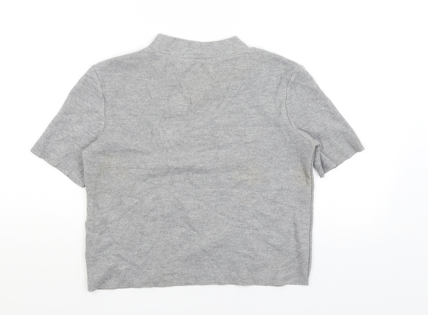 Zara Womens Grey   Cropped T-Shirt Size S