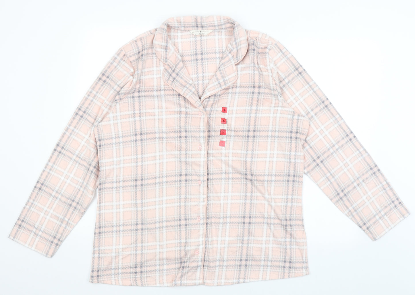M&S Womens Pink Plaid  Top Pyjama Top Size L