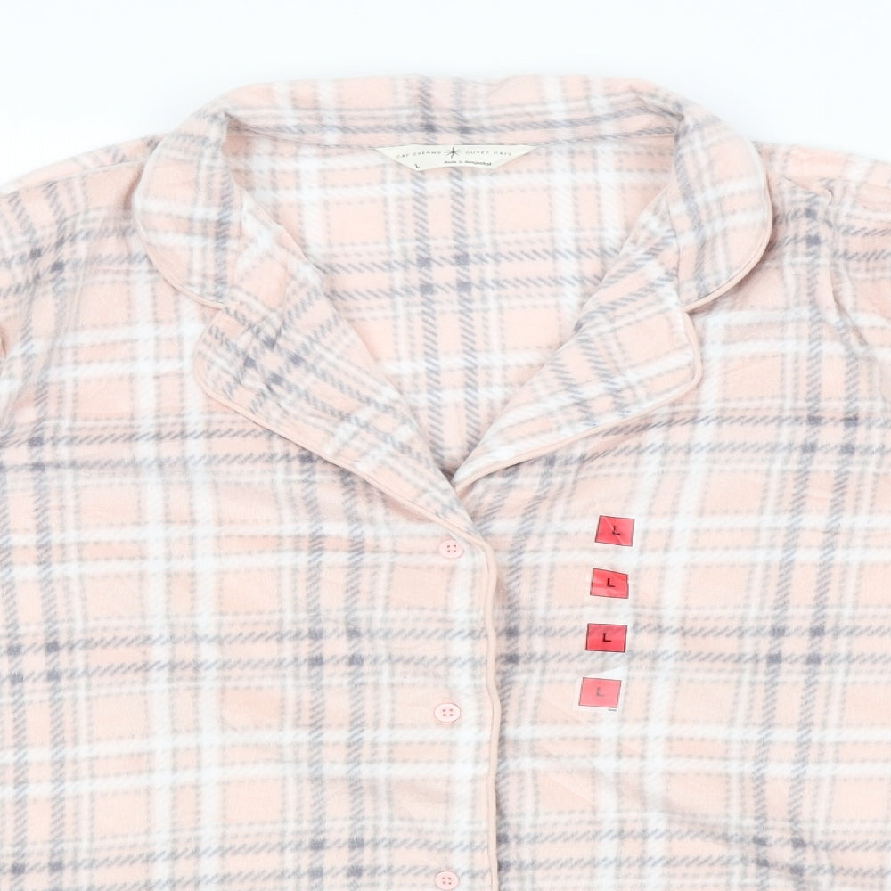 M&S Womens Pink Plaid  Top Pyjama Top Size L