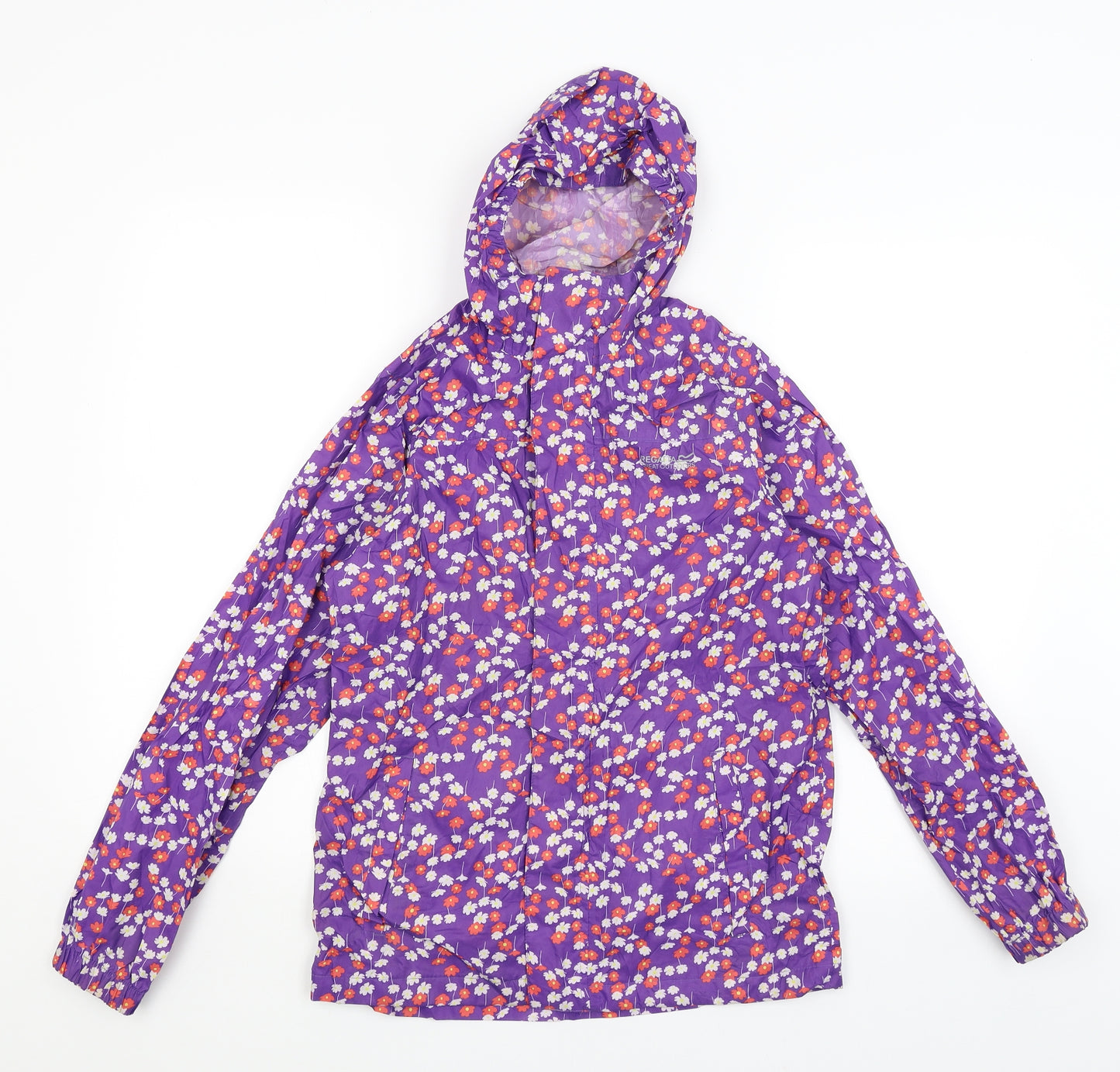 Regatta Girls Purple Floral  Rain Coat Coat Size 13-14 Years