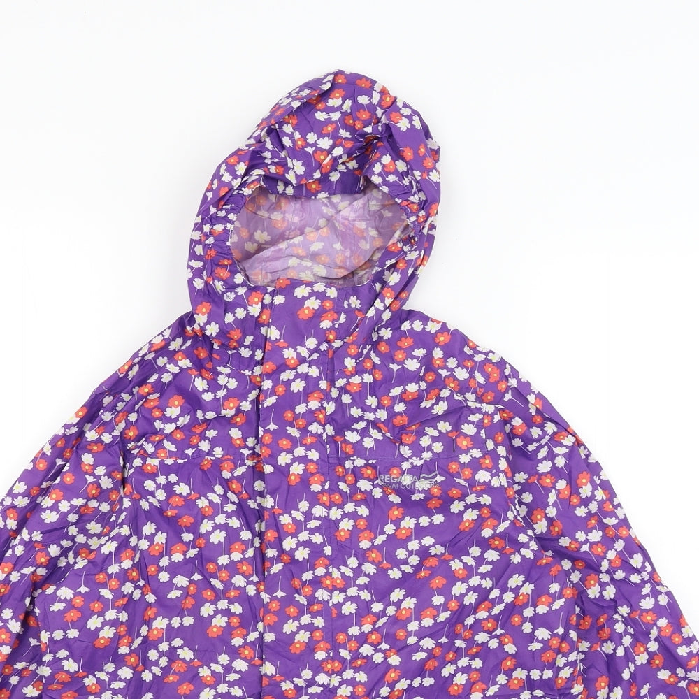 Regatta Girls Purple Floral  Rain Coat Coat Size 13-14 Years