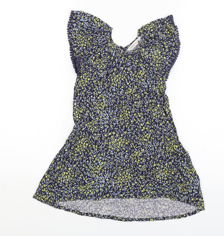 Oasis Girls Blue Floral A-Line Size 4 Years