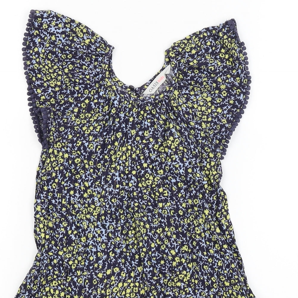 Oasis Girls Blue Floral  A-Line  Size 4 Years