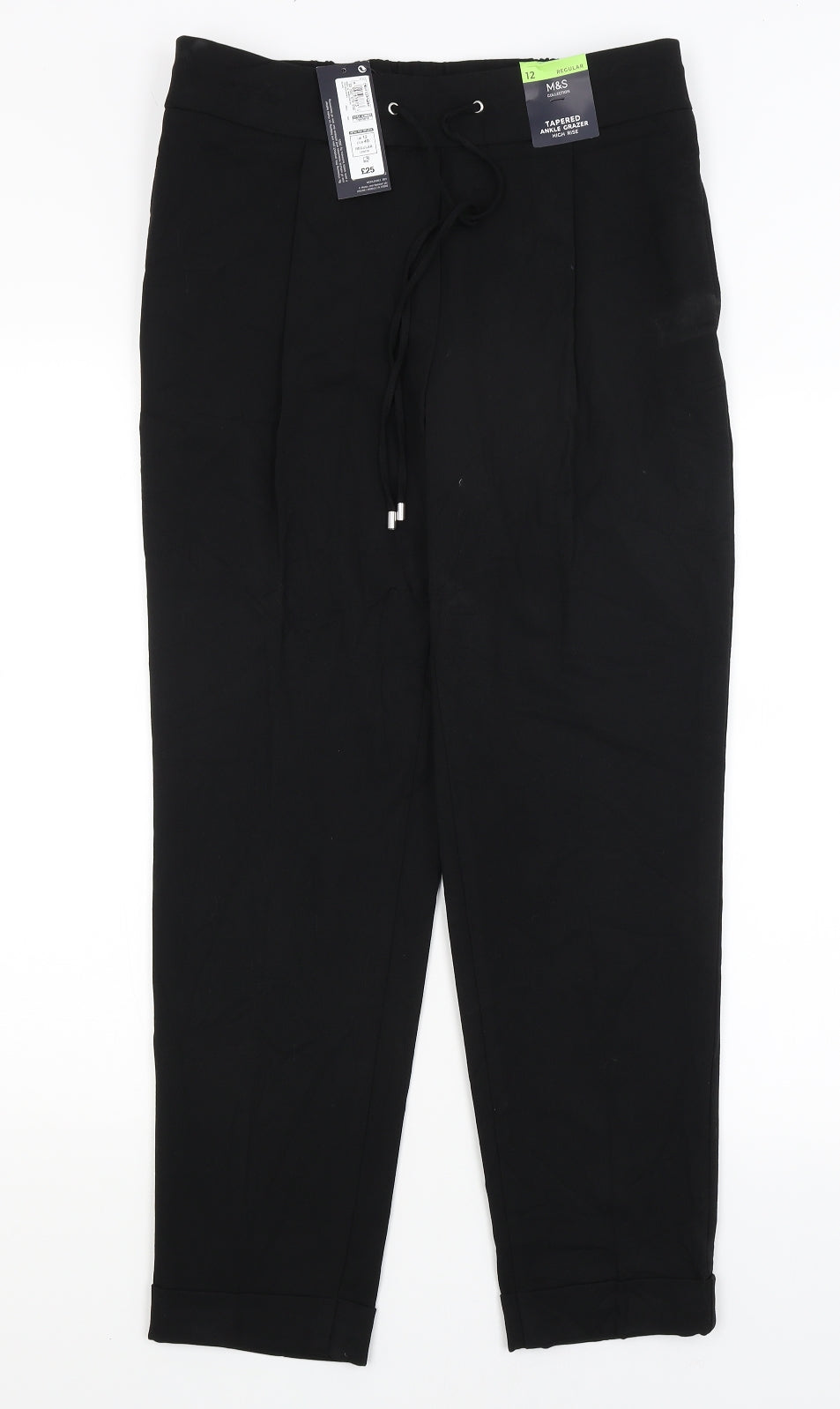 M&S Womens Black   Trousers  Size 12 L27 in