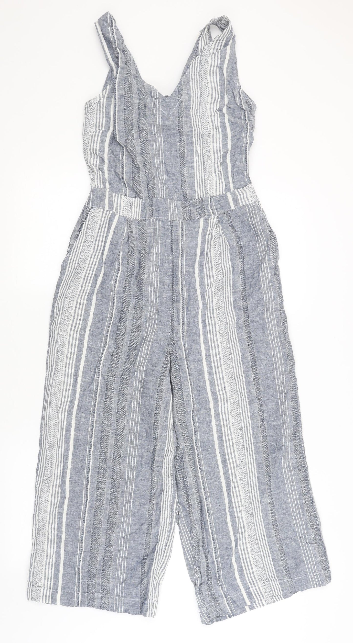 NEXT Womens Blue Striped  Playsuit One-Piece Size 10 L19 in