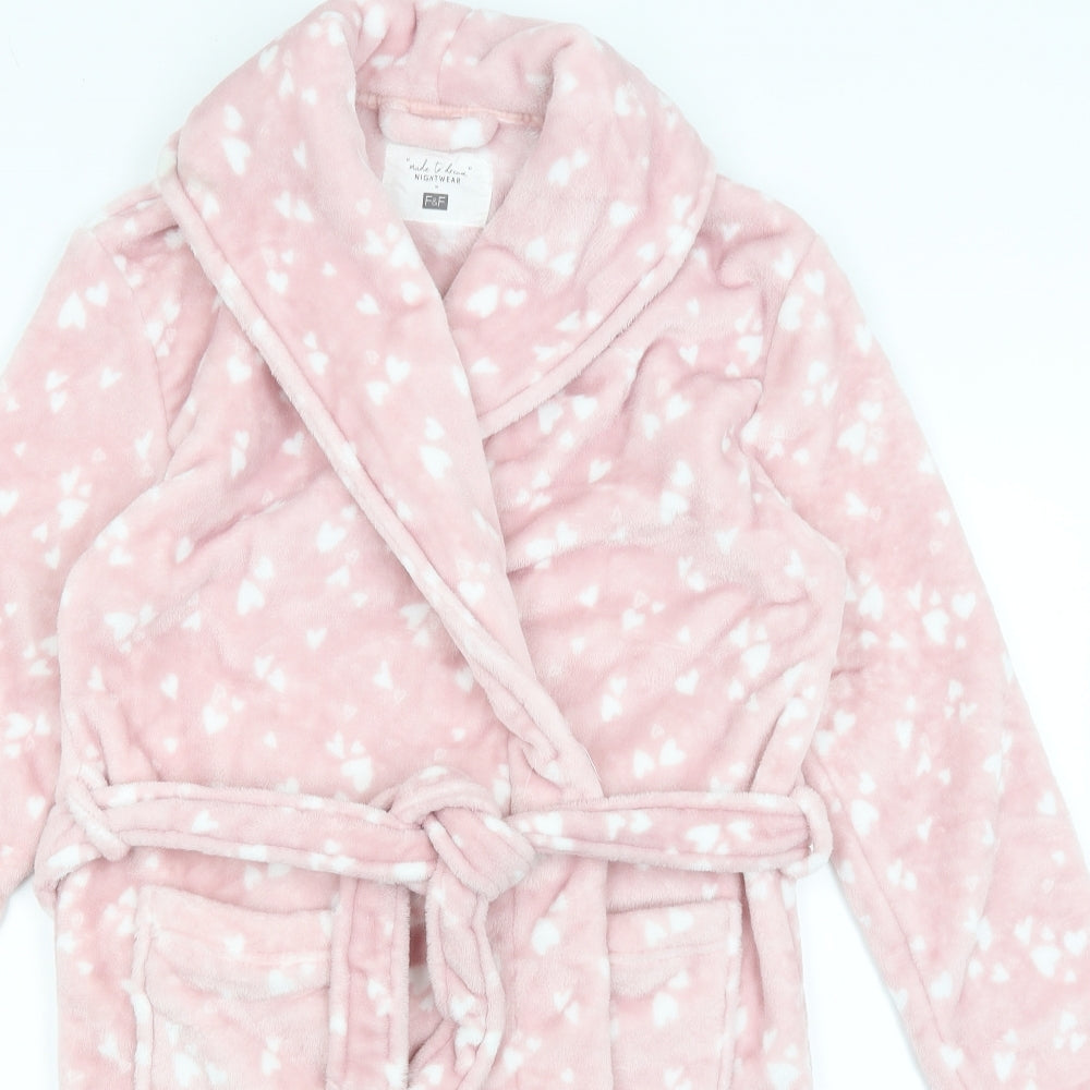 F&F Womens Pink Solid  Kimono Gown Size M  - Hearts