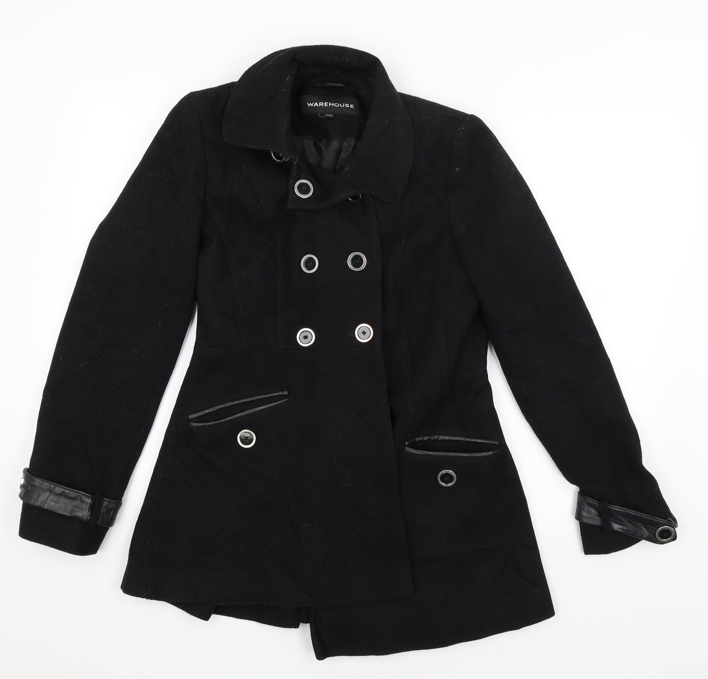 Warehouse Womens Black   Overcoat Coat Size 10