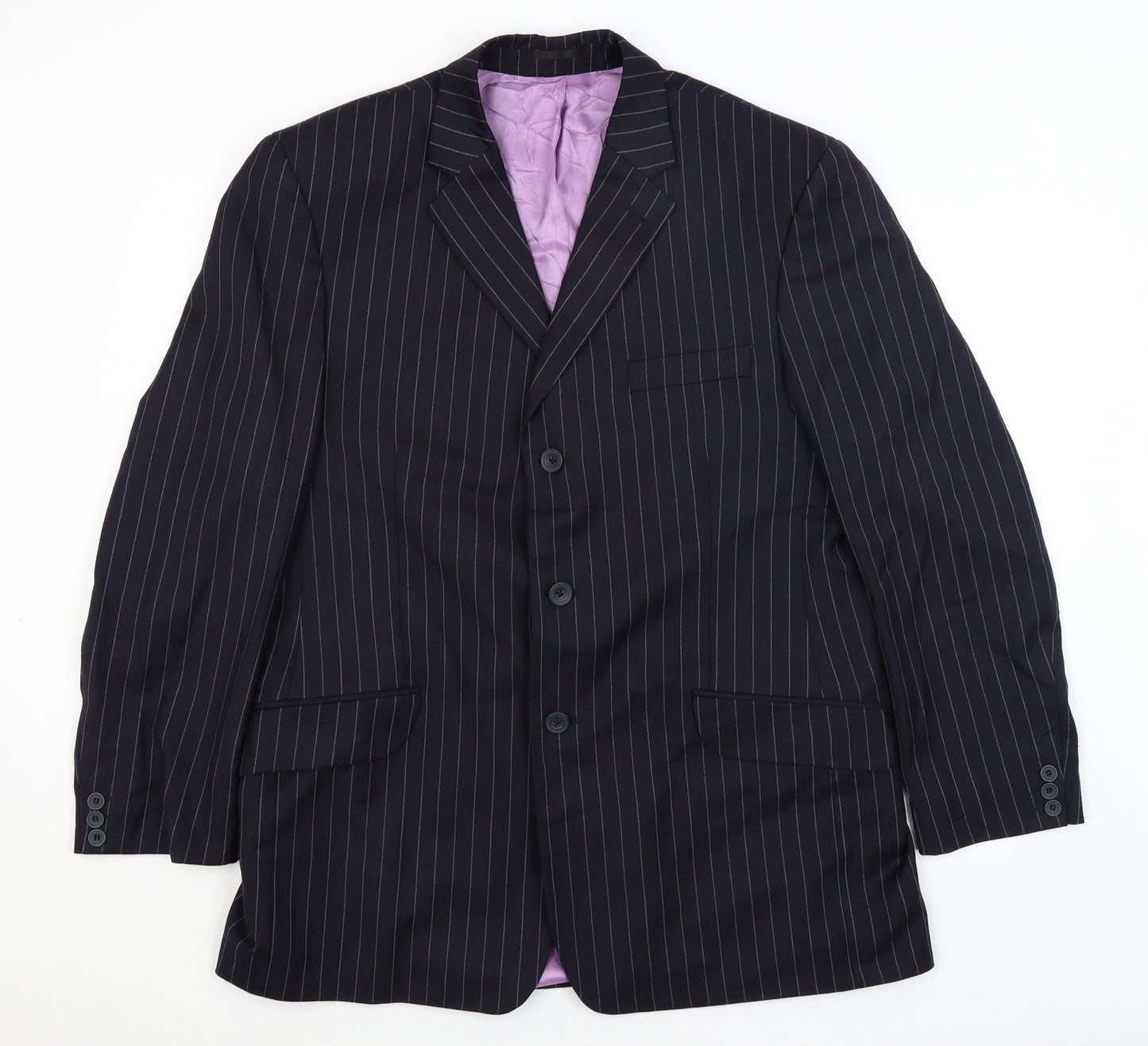 Fellini Mens Blue Striped  Jacket Blazer Size L