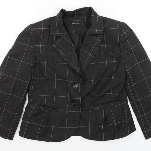 Tara Hansen Womens Black Check  Jacket Blazer Size 14