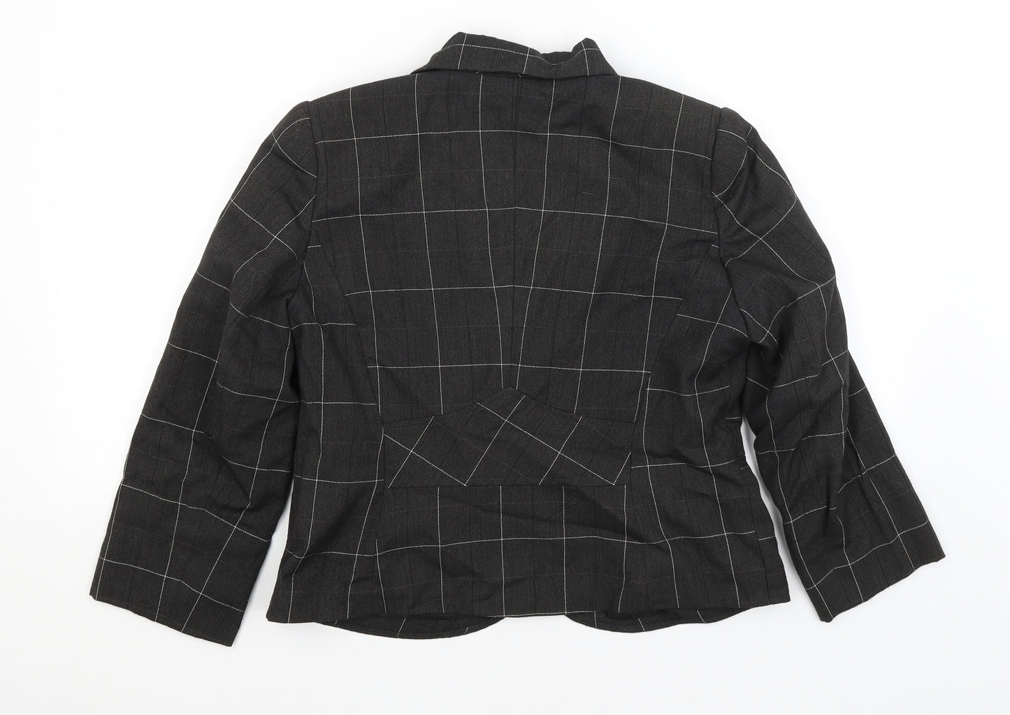 Tara Hansen Womens Black Check  Jacket Blazer Size 14