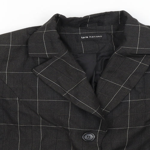 Tara Hansen Womens Black Check  Jacket Blazer Size 14